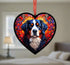 Bernese Mountain Dog Stained Glass Effect Heart Suncatcher